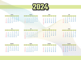 Vector modern calendar for the 2024