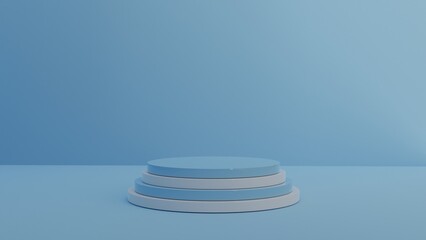 Blue 3D Rendered Podium Design with Colours for your Product Showcase