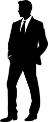 Silhouette of a thinking businessman.