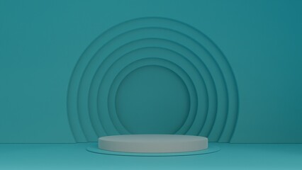 Blue cylinder pedestal podium display, Empty room background. Abstract modern vector rendering 3d shape for products display presentation