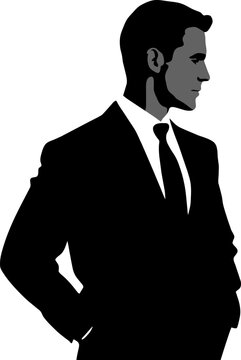 recommend clip art: Businessman in suit, isolated vector silhouette