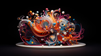 Abstract sculpture with vibrant colors