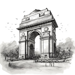 Delhi city, India. India gate famous travel landmark