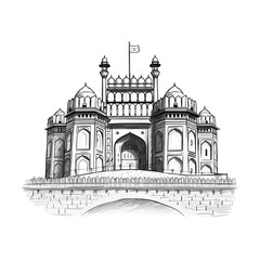 Delhi city, India. Red fort famous travel landmark