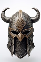 Viking war helmet isolated. Ai Generative