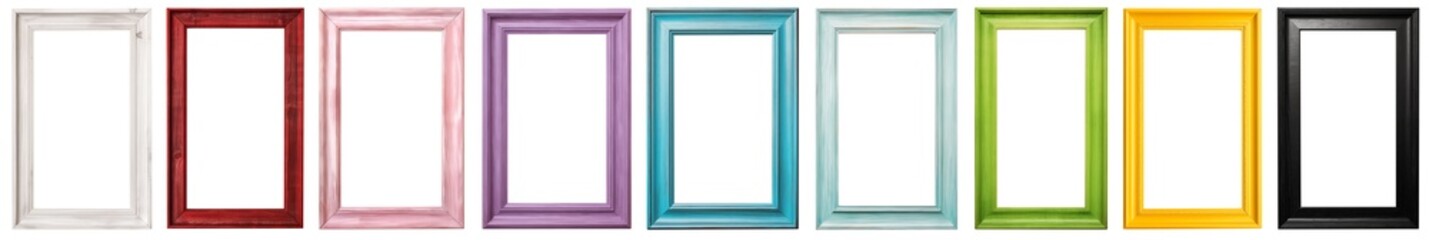 Set of colorful wood frames - Isolated transparent PNG - Premium Pen Tool Cutout  - Powered by Adobe