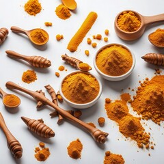 Spices Turmeric power, Spices Background, turmeric power Generative AI