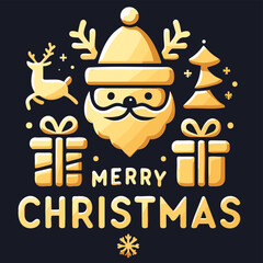 Decorative element design of English gold letters for Merry Christmas