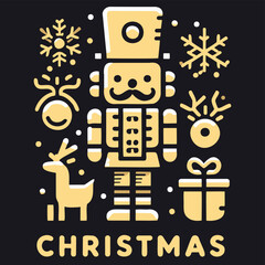 Decorative element design of English gold letters for Merry Christmas