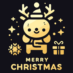 Decorative element design of English gold letters for Merry Christmas