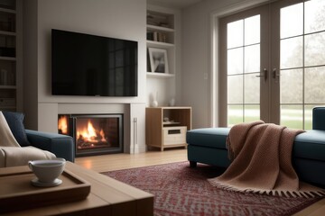 living room with fireplace