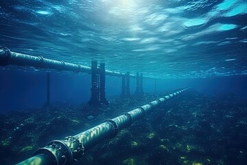 Gas pipeline underwater. Renewable energy production. Ai Generative