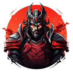 a samurai mascot logo isolated on transparent background, esports, png