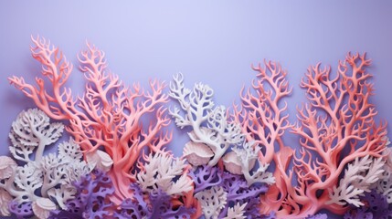 Fototapeta na wymiar corals on purple background.