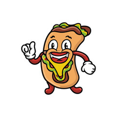 Hotdog Junk food Fastfood Mascot Template bread 