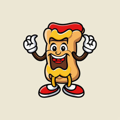 Hotdog food cartoon mascot logo design