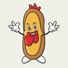 Hotdog food cartoon mascot logo design