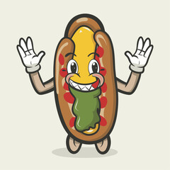 Hotdog Junk food Fastfood Mascot Template bread 