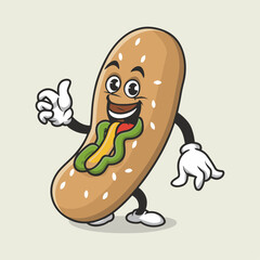 Hotdog Junk food Fastfood Mascot Template bread 
