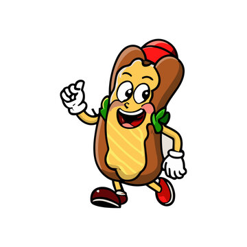 Hotdog food cartoon mascot logo design