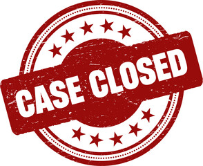 Case closed round red stamp.