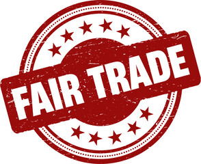 Fair trade round red stamp.