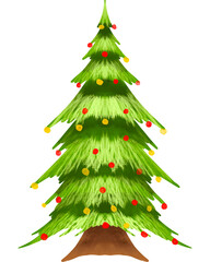 Christmas Tree Watercolor Illustration