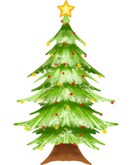 Christmas Tree Watercolor Illustration