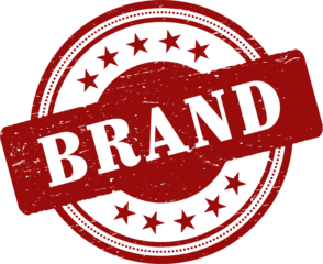 Brand round red grunge stamp