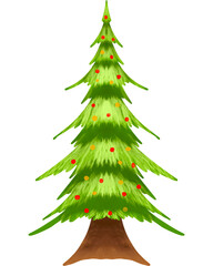 Christmas Tree Watercolor Illustration