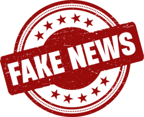 Fake news round red grunge stamp