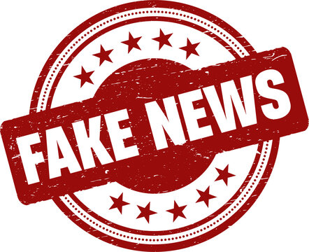 Fake news round red grunge stamp