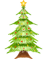 Christmas Tree Watercolor Illustration