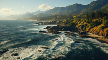 Aerial View of the Atlantic coast. Generative AI