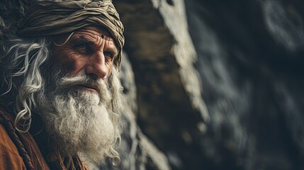 Close-up of Moses, historical biblical figure. - obrazy, fototapety, plakaty