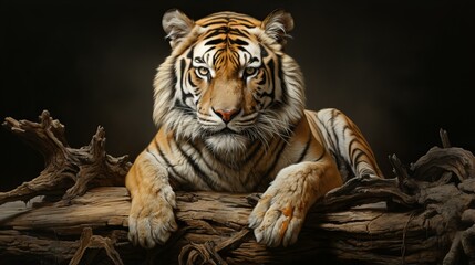 Intense Tiger Portrait. Closeup of a Majestic Wild Cat in a Fierce Stare