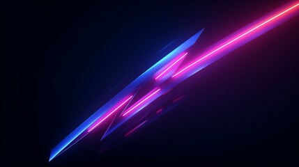 Fototapeta na wymiar 3d render, abstract minimalist geometric background. Speed concept. Colorful neon arrow shows right direction, glowing in the dark
