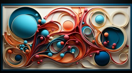 Abstract Fashion Form. Colorful Fractal Design, Artistic Illustration in 3D