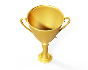 Golden champion cup isolated on white. Clipping path included 3d render