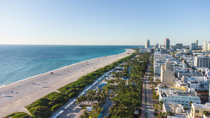 aerial view of Ocean drive street in miami south beach, florida, usa
