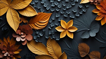 autumn leaves on dark background ai generated