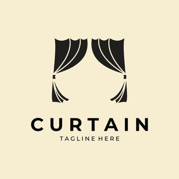 curtains vintage logo vector template design minimalist