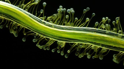 seaweed close-up against black background.