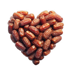 Obraz premium Desert Embrace: Heart Composed of Dates on Transparent Scene, GENERATIVE AI