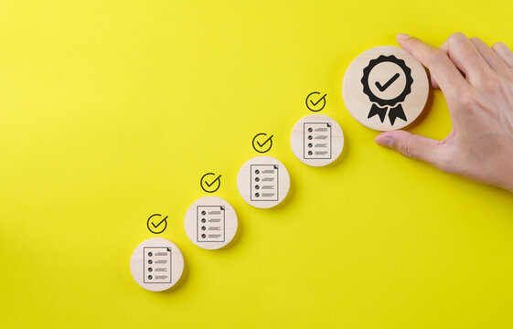 Quality certificate concept. quality assurance service guarantee control standard Internet business Technology, Document checklist, ISO Standardization, Insurance, Warranty, Best assured value, QA, QC