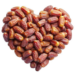 Desert Embrace: Heart Composed of Dates on Transparent Scene, GENERATIVE AI