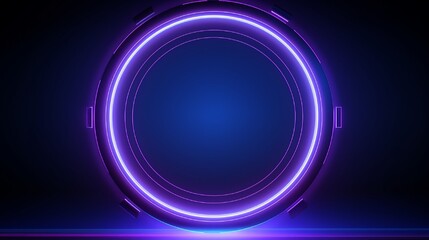 Blue purple glowing neon circle abstract futuristic background. Technology concept vector design