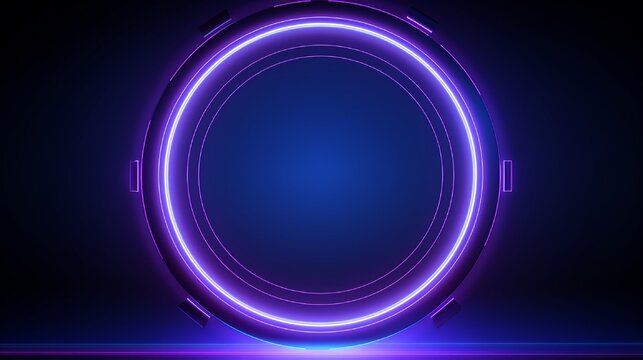 Blue purple glowing neon circle abstract futuristic background. Technology concept vector design