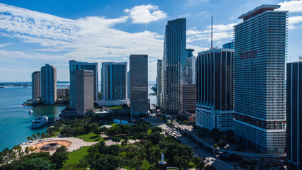 Fototapeta na wymiar aerial view of skyscrapers in miami city florida usa