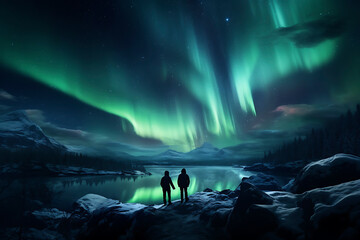 The cold lake and the Northern Lights